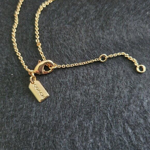 COACH Signature C crystal pendant gold toned chain with charm - Picture 5 of 8